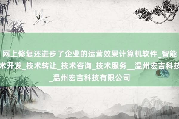 网上修复还进步了企业的运营效果计算机软件_智能化产品技术开发_技术转让_技术咨询_技术服务__温州宏吉科技有限公司